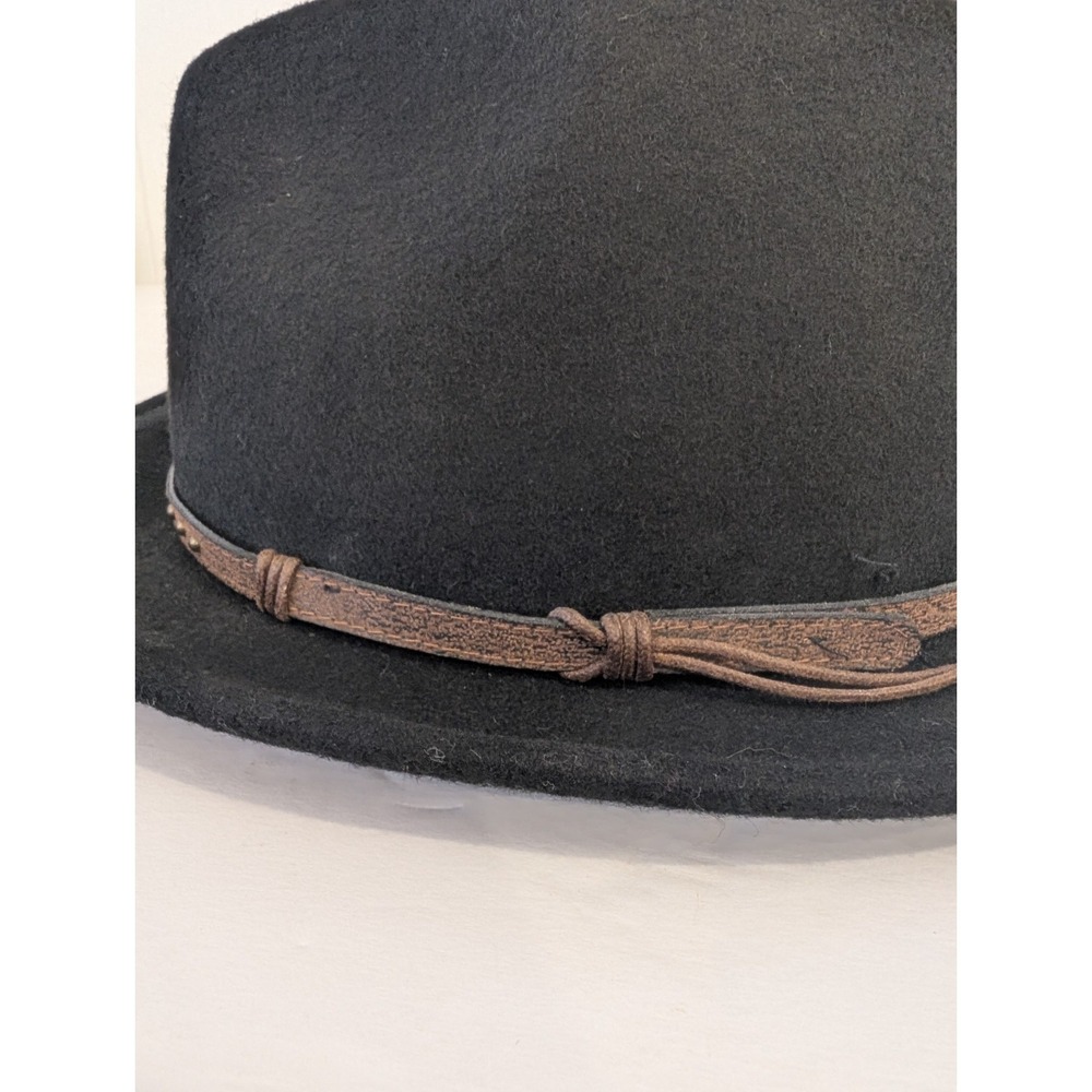 Harley Davidson Cowboy Hat Fedora Black Wool Felt Vintage USA Made Sz Small Band - Picture 9 of 16
